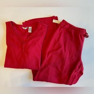 Adonna 2 Piece Pajama Set Size Large Red Color New with Tags Soft